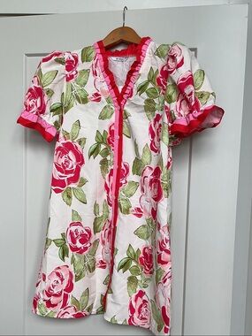 Amazon White Dress with Pink Rose Print